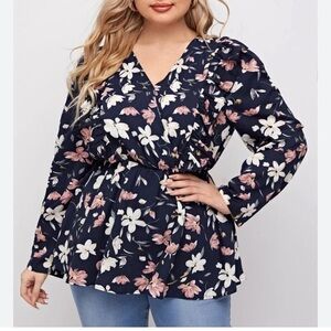 Lane Bryant floral long sleeve blouse